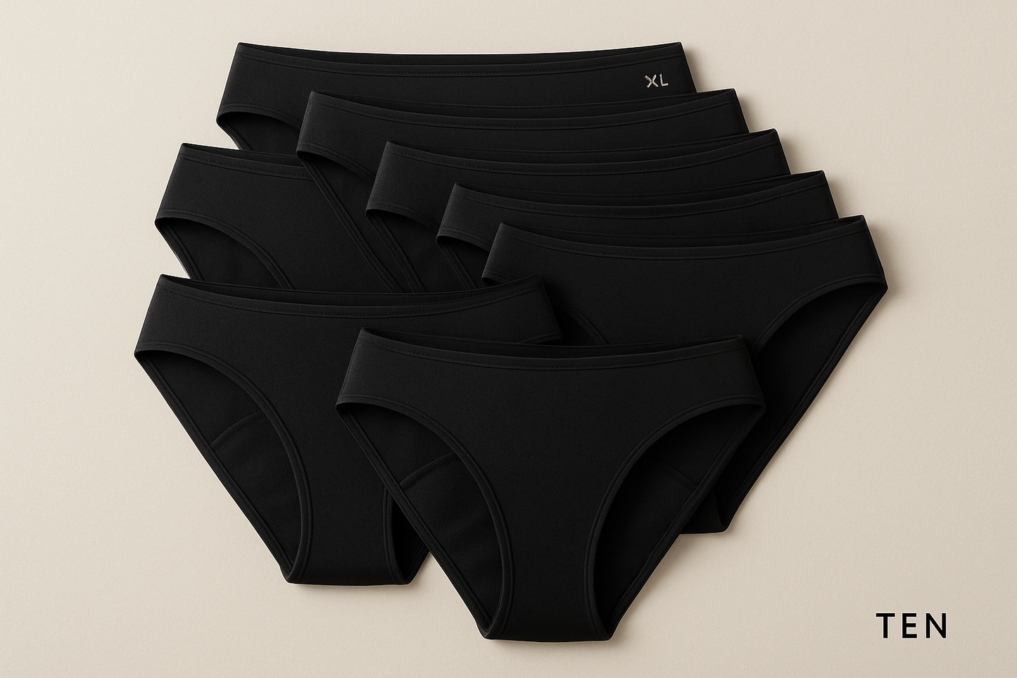 Ruby Bliss Black Period Underwear Size XL Bikini Cut 10 count