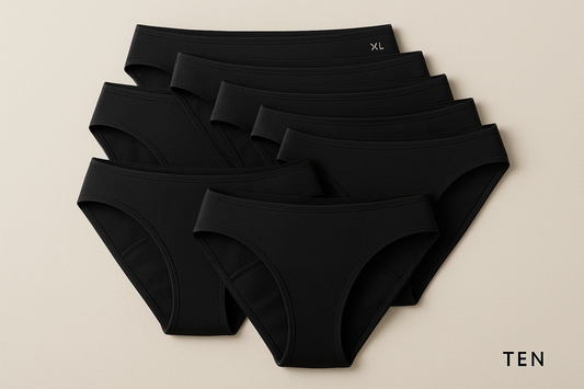 Ruby Bliss Black Period Underwear Size XL Bikini Cut 10 count