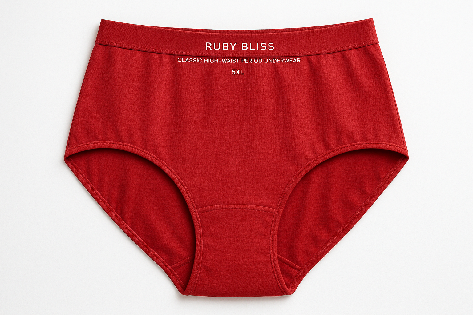 Ruby Bliss Classic High-Waist Period Underwear color Red size 5XL