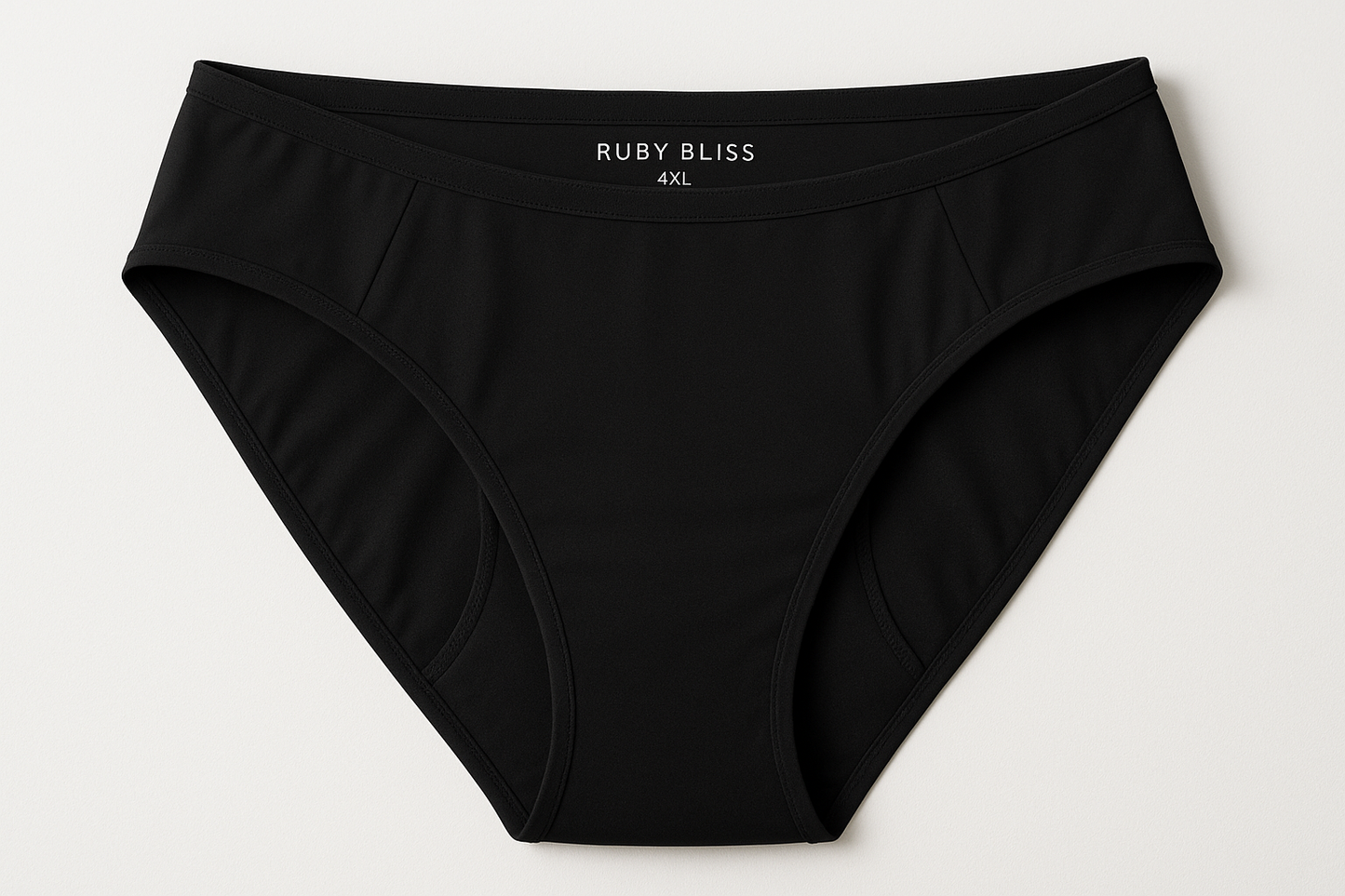 Ruby Bliss Period Underwear Bikini cut color is Black and size 4XL