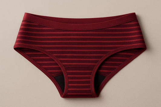 Ruby Bliss period underwear Hipster color Ruby Stripe