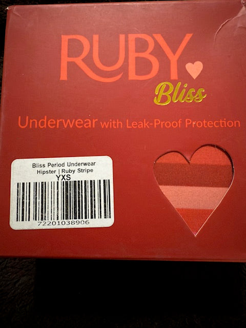 Ruby Bliss period underwear Hipster color Ruby Stripe